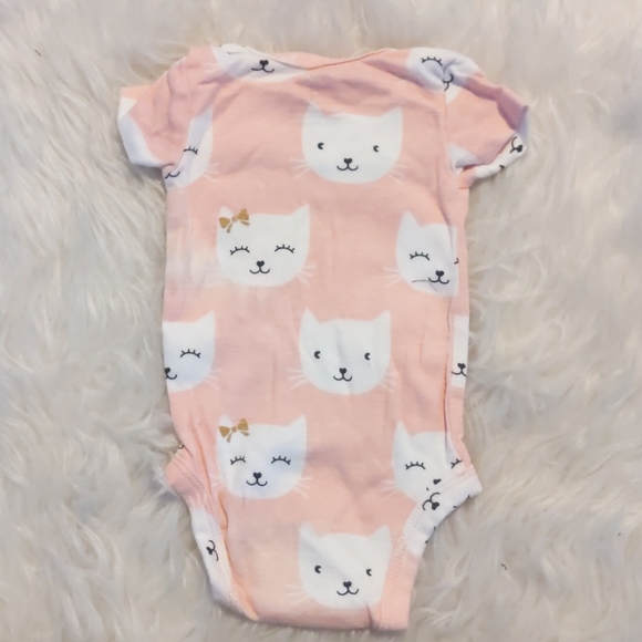 Carter's New Born Baby Girl Pink Cat Onsie Set (4) - Picture 3 of 13